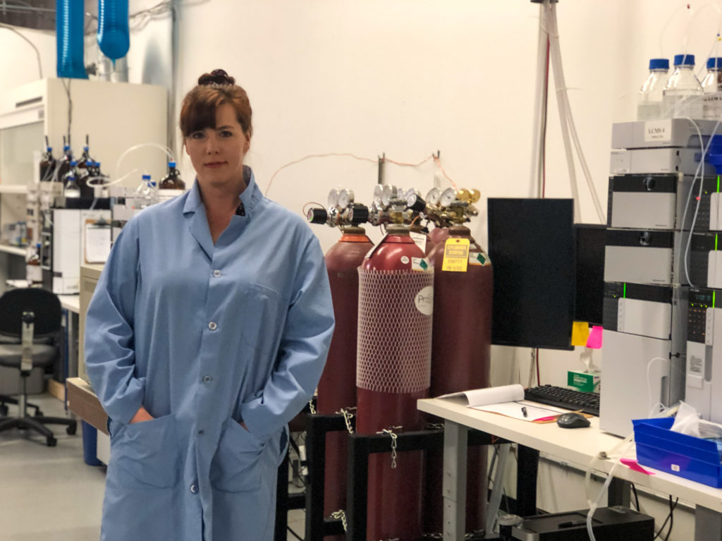 Shannon Stevens is laboratory director for Washington-based Confidence Analytics, which tests cannabis products before they are solid in licensed retail shops. CREDIT: Will Stone for NPR