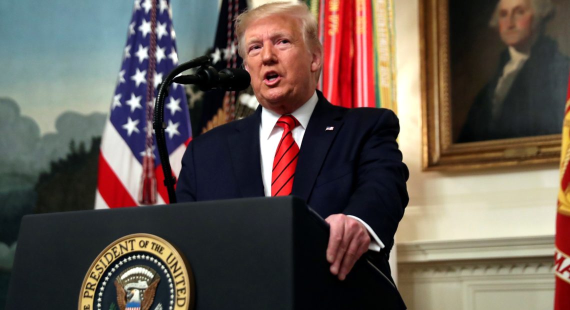President Trump said on Sunday morning that capturing or killing Islamic State leader Abu Bakr al-Baghdadi has been "the top national security priority" of his administration. Above, Trump speaks in the Diplomatic Room of the White House on Sunday. Andrew Harnik/AP