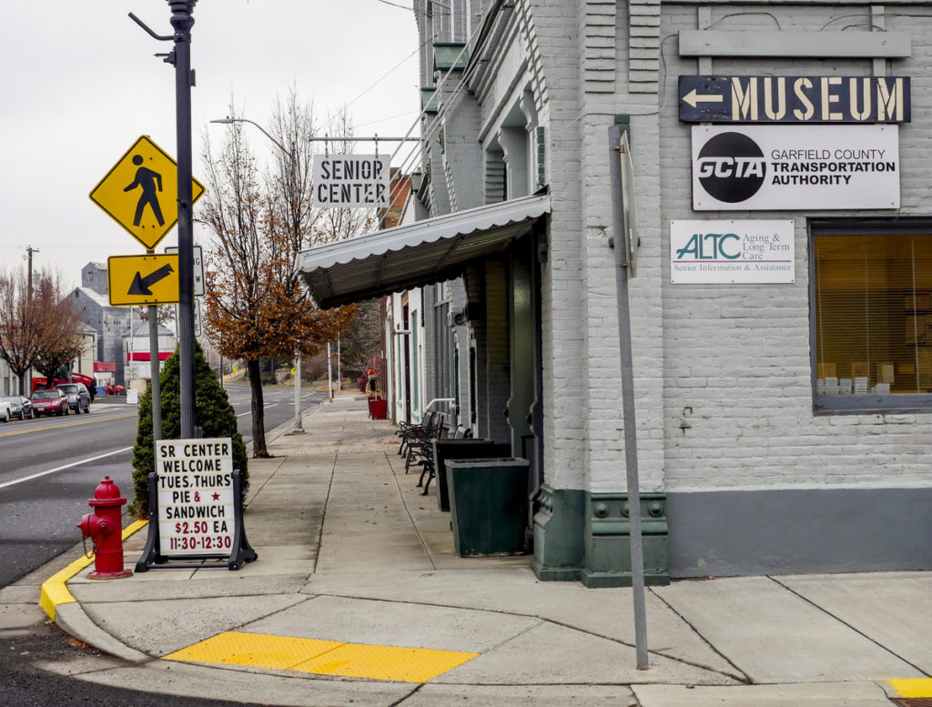 The Garfield County Transportation Authority is housed in Pomeroy, the county's largest city, population 1,388. The agency is part of a lawsuit against I-976, with authorities saying that local transit may not survive the cuts expected as a result of the initiative's passage. Many of the city's senior citizens rely on the county's transit services. CREDIT: Emily McCarty/Crosscut