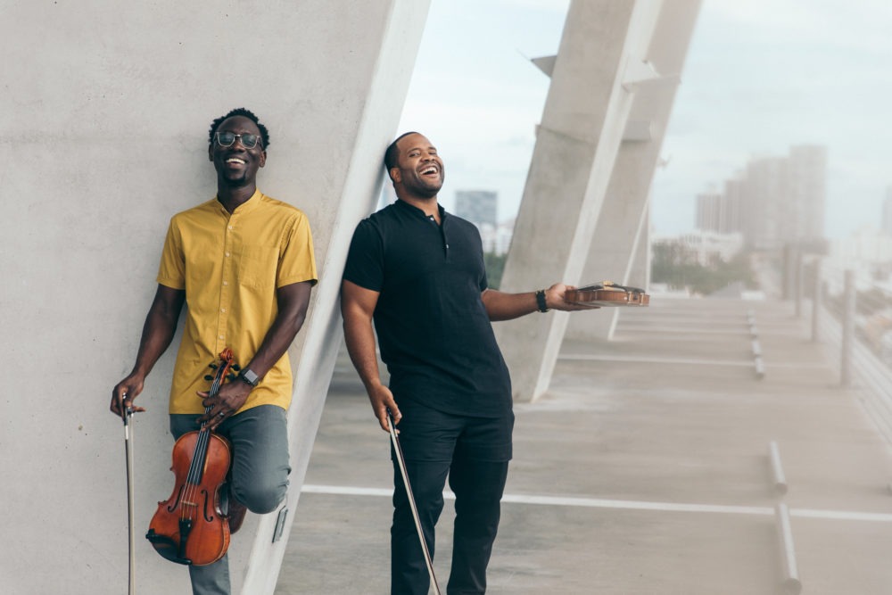 Hip-hop duo Black Violin's, Wil B, left, and Kev Marcus new album is called "Take The Stairs." CREDIT: Mark Clennon