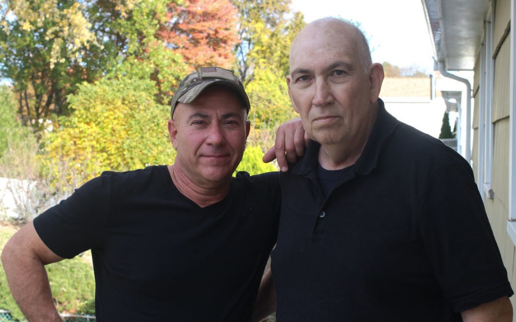 Veterans Michael Menta (left) and his uncle, Sal Leone, in West Hartford, Conn., last month. Camila Kerwin for StoryCorps