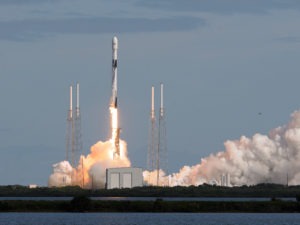 A SpaceX Falcon 9 rocket lifts off Monday from Florida's Cape Canaveral Air Force Station carrying 60 Starlink satellites. The Starlink constellation eventually will consist of thousands of satellites designed to provide worldwide high-speed Internet service. Paul Hennessy/NurPhoto via Getty Images