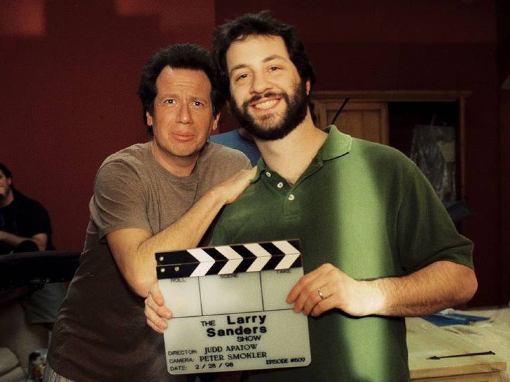 Judd Apatow (right) was the co-showrunner for the final season of The Larry Sanders Show, which Shandling created. CREDIT: Larry Watson/HBO