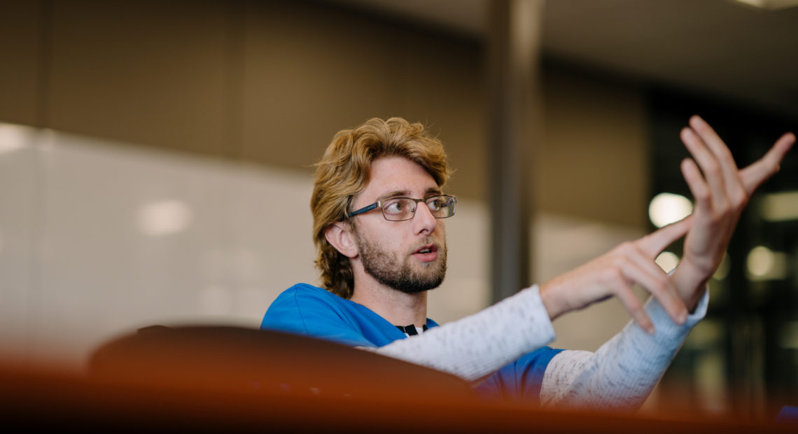 Matthew Braun, a first-year medical student at Pacific Northwest University of Health Sciences in Yakima, Wash., says his personal history with opioids will help him care for patients. CREDIT: Jovelle Tamayo for NPR