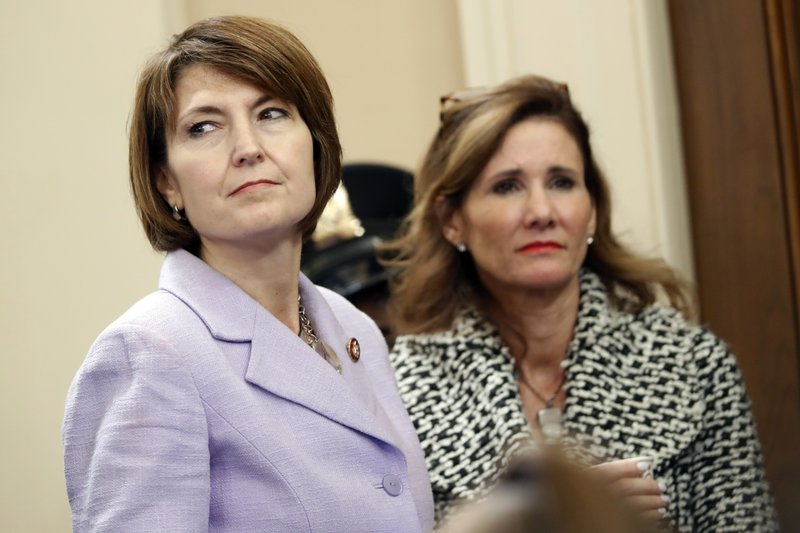 Eastern Washington Congresswoman Cathy McMorris Rodgers listens as former White House national security aide Fiona Hill, and David Holmes, a U.S. diplomat in Ukraine, testify before the House Intelligence Committee on Capitol Hill, Nov. 21, 2019. CREDIT: Andrew Harnik/AP