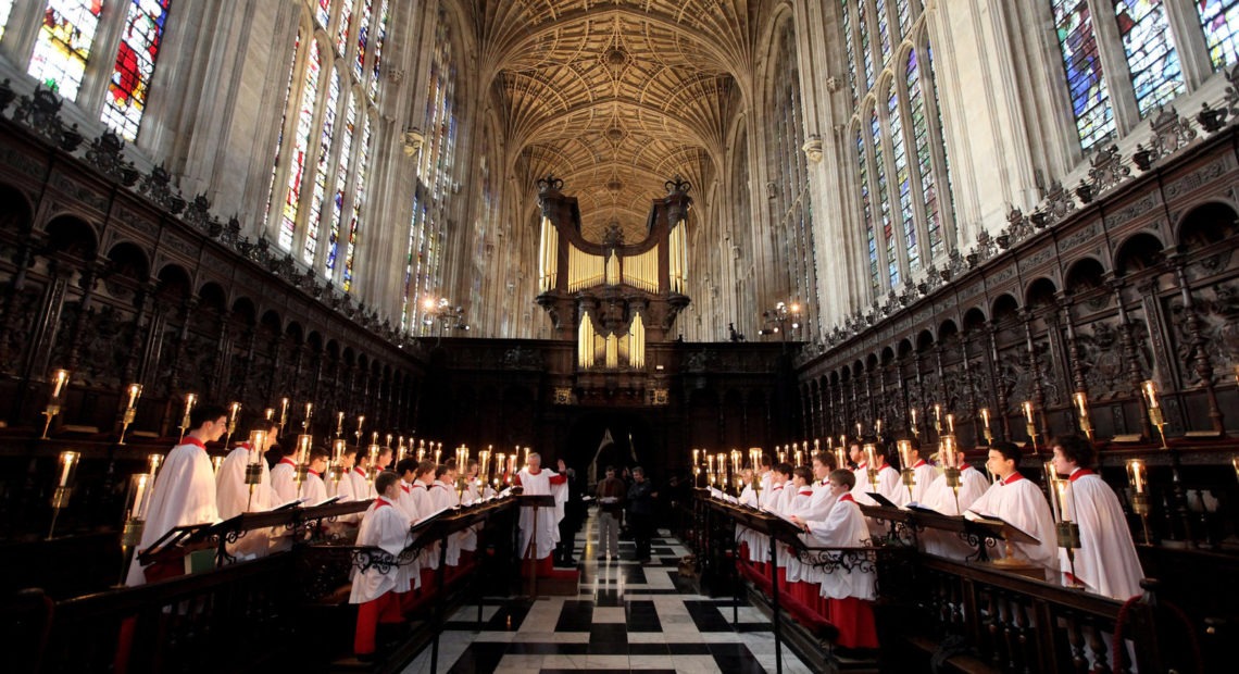 The Choir of King's College Cambridge conduct a rehearsal of their Christmas Eve service of A Festival of Nine Lessons and Carols in King's College Chapel on Dec. 11, 2010 in Cambridge, England. CREDIT: Oli Scarff/Getty Images