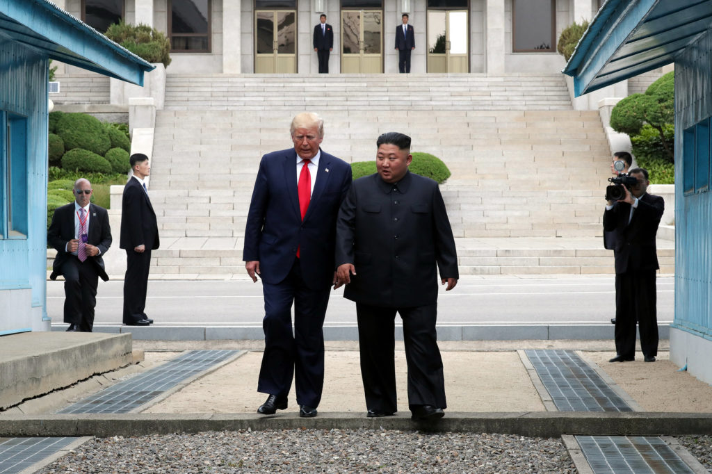 North Korean leader Kim Jong Un and President Trump met in June inside the Demilitarized Zone separating South and North Korea. CREDIT: Getty Images