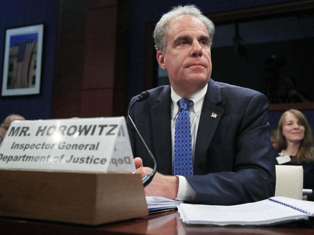 Justice Department Inspector General Michael Horowitz testifies before Congress last year. CREDIT: Manuel Balce Ceneta/AP