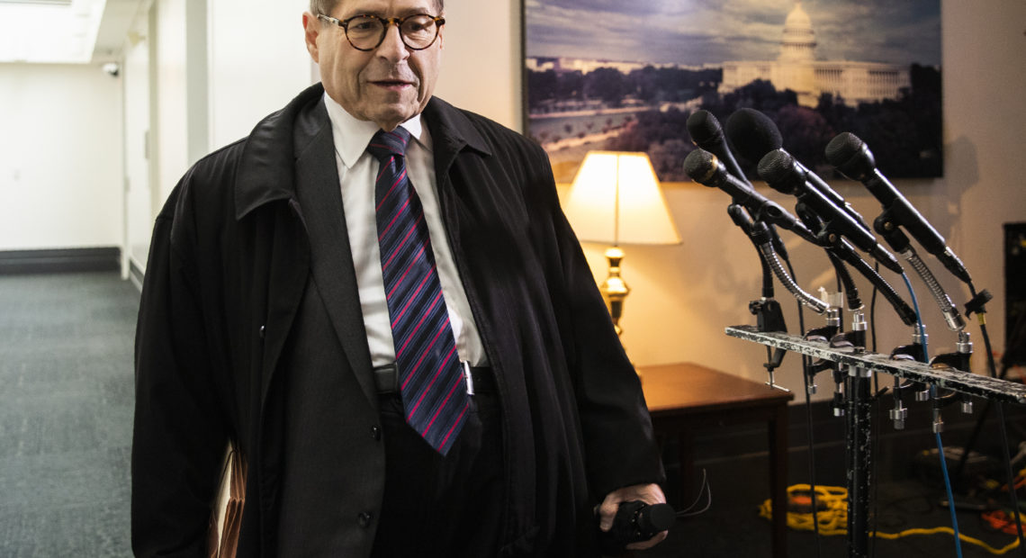 House Judiciary Committee Chairman Jerry Nadler, D-N.Y., leaves at the conclusion of a House Democratic Caucus meeting on Capitol Hill in October. CREDIT: Manuel Balce Ceneta/AP