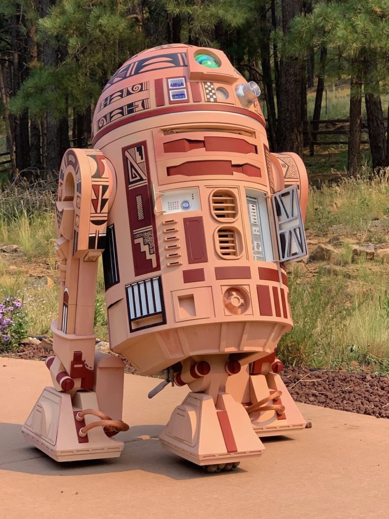"Hopi R2" was painted by Hopi-Tewa artist Duane Koyawena and built by engineer Joe Mastroianni. Courtesy of the Museum of Northern Arizona