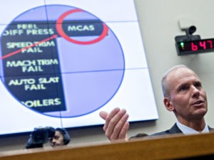 Dennis Muilenburg, then-chief executive officer of Boeing Co., during a House Transportation and Infrastructure Committee in October. Andrew Harrer/Bloomberg via Getty Images