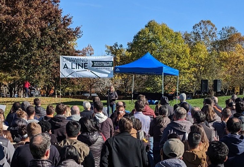 Over 200 tech workers from Tableau staged a rally outside of company headquarters in Seattle on October 2019. Courtesy of Tableau Tech Employee Ethics Alliance