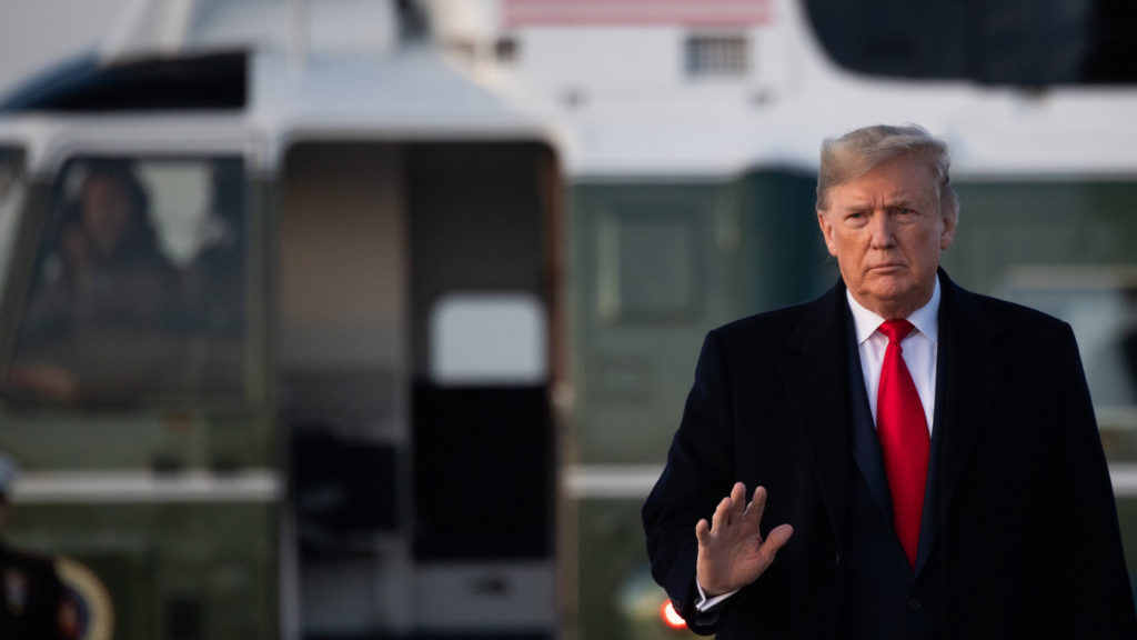 President Trump maintains he has the power to take action against Iran under previous war authorizations passed by Congress. Saul Loeb/AFP via Getty Images