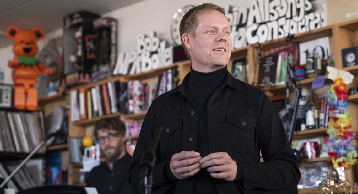 Max Richter performs during a Tiny Desk concert, on Oct. 21, 2019.