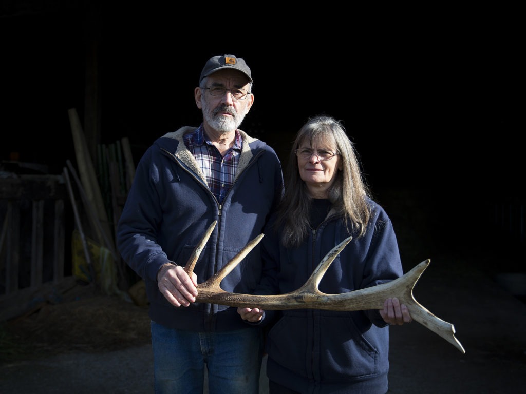Randy and Aileen Good have farmed in Skagit Valley for four decades. They say elk have damaged their farm and farm equipment. CREDIT: Megan Farmer/KUOW