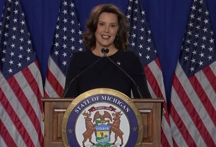 Michigan Gov. Gretchen Whitmer delivered the Democratic response to President Trump's 2020 State of the Union address. CREDIT: PBS NewsHour/screen grab