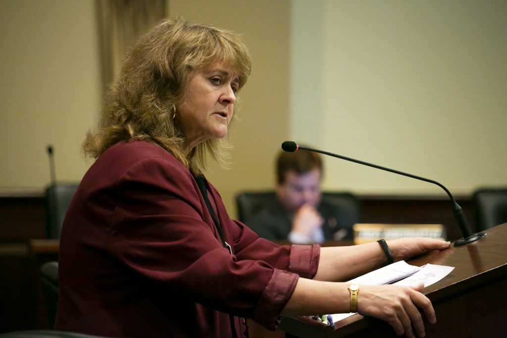 Rep. Barbara Ehardt outlines her “Fairness in Women’s Sports Act,” designed to ban transgender women from participating in women’s sports. The House Education Committee introduced the bill Wednesday. CREDIT: Sami Edge/Idaho Education News
