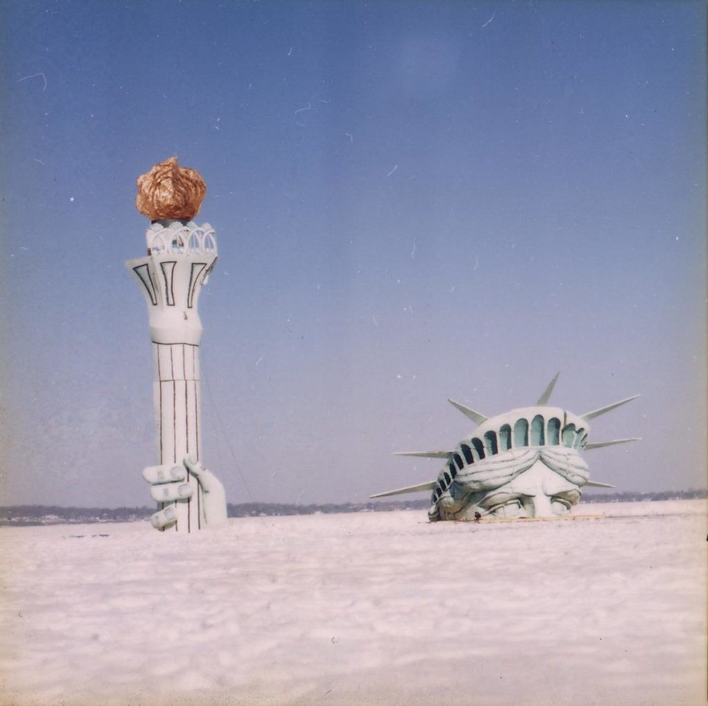 Lake Mendota’s Statue of Liberty in February 1979. Photo courtesy University of Wisconsin-Madison Collection