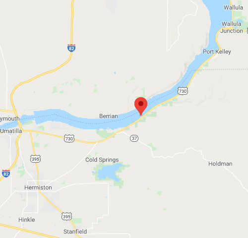 Google Maps - Oregon Tugboat diesel spill in Columbia River - Twitter image