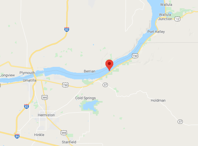 Google Maps - Oregon Tugboat diesel spill in Columbia River - Twitter image