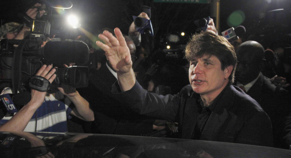 Former Illinois Gov. Rod Blagojevich departs his Chicago home in 2012. On Tuesday, Trump commuted the 14-year sentence of Blagojevich, who has been serving a prison term after being convicted on corruption charges. CREDIT: Charles Rex Arbogast/AP