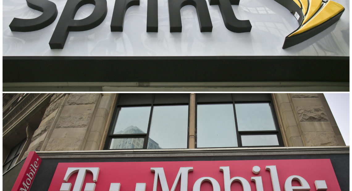 A federal judge ruled in favor of T-Mobile's takeover of Sprint in a merger that would combine the country's third- and fourth-largest wireless carriers. CREDIT: Bebeto Matthews/AP