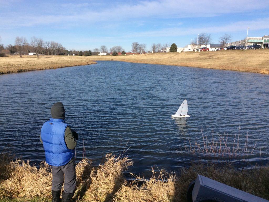 Thomas Germanson sails a radio-controlled model yacht in early December in Madison, Wis. Thomas Germanson