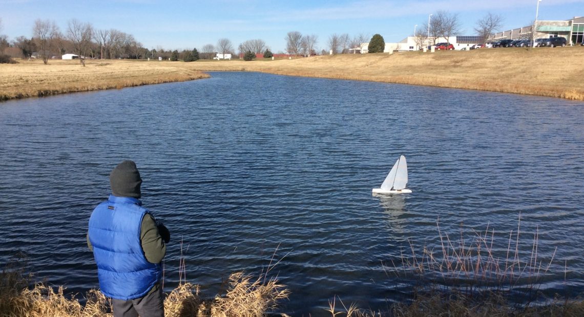 Thomas Germanson sails a radio-controlled model yacht in early December in Madison, Wis. Thomas Germanson