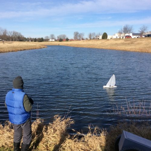 Thomas Germanson sails a radio-controlled model yacht in early December in Madison, Wis. Thomas Germanson