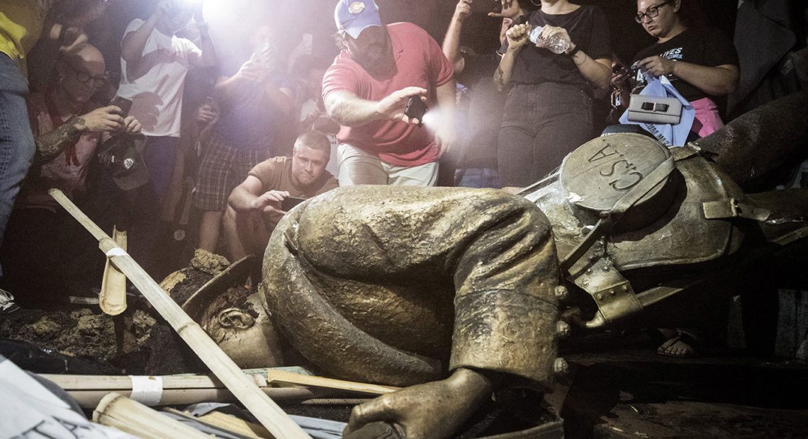 Confederate statue of Silent Sam.