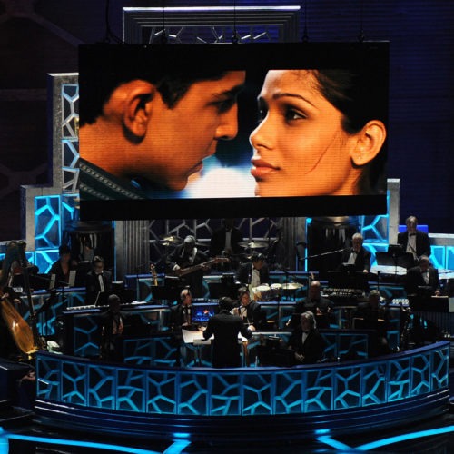 Musicians perform a song from Slumdog Millionaire during the 81st Annual Academy Awards on Feb. 22, 2009, in Hollywood, Calif. The film won 8 Oscars including Best Picture that year — and had box office returns to show for it. CREDIT: Gabriel Bouys/AFP via Getty Images