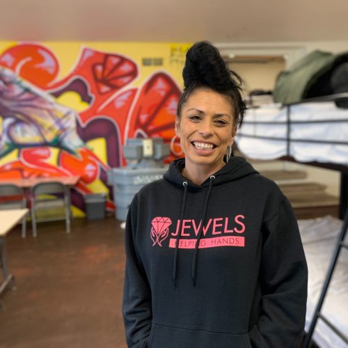 Julia Garcia started the nonprofit Jewels Helping Hands, which began by operating mobile shower units to serve Spokane's growing homeless population. CREDIT: Kirk Siegler/NPR