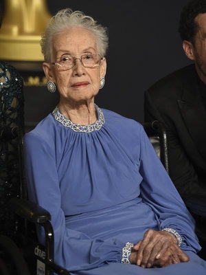 NASA mathematician Katherine Johnson, pictured at the 2017 Academy Awards, was one of the women profiled in the book and film Hidden Figures. She died Monday at 101. CREDIT: Jordan Strauss/Invision/AP