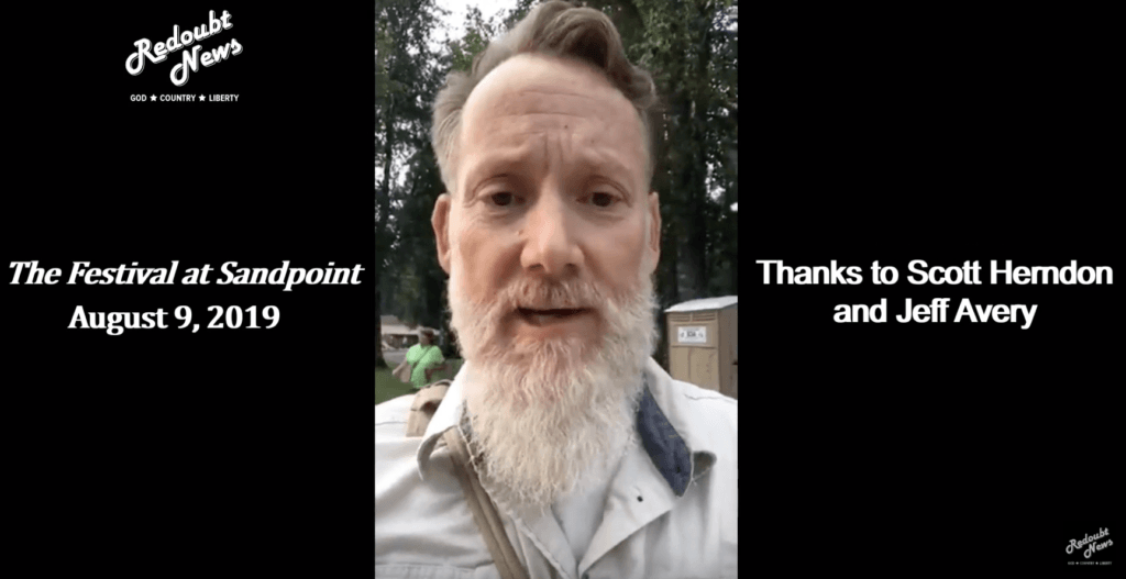 Scott Herndon, a gun rights advocate, in a screenshot of a video he took August 2019 when trying to enter the Festival at Sandpoint while armed.