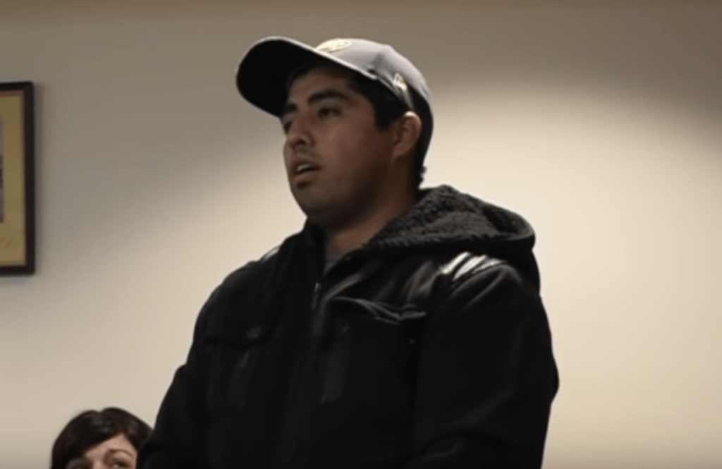 Former Tonasket police officer Jose Perez at a council meeting in January 2019. CREDIT: YouTube / Uploaded by Omak Chronicle