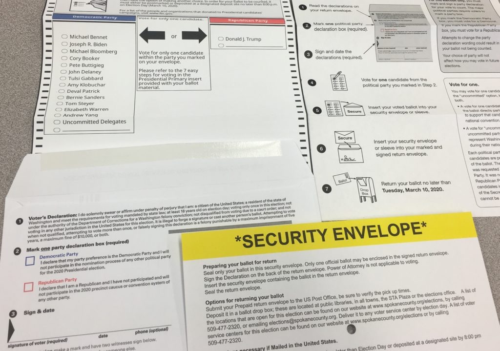 The 2020 Washington presidential primary ballot requires voters to select a party, which is new, and many people don't care for it. CREDIT: Scott Leadingham/NWPB