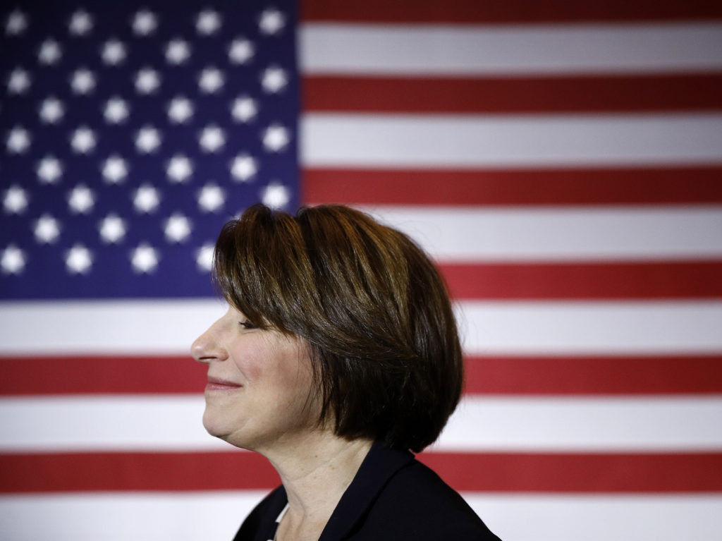 Sen. Amy Klobuchar, D-Minn., at a campaign event in Cedar Rapids, Iowa. She has ended her presidential bid. Patrick Semansky/AP