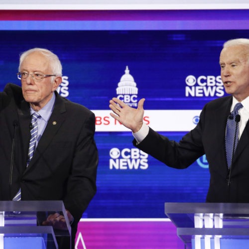 Sen. Bernie Sanders and former Vice President Joe Biden, seen here at the South Carolina Democratic debate, square off Tuesday in states including Idaho and Washington.