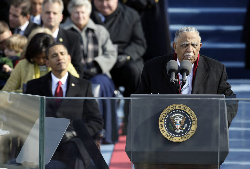 The Rev. Joseph Lowery speaks at the Lincoln Memorial in Washington, D.C., during an event commemorating the 50th anniversary of Dr. Martin Luther King Jr.'s "I Have a Dream" speech and the March on Washington for Jobs and Freedom. CREDIT: Alex Wong/Getty Images