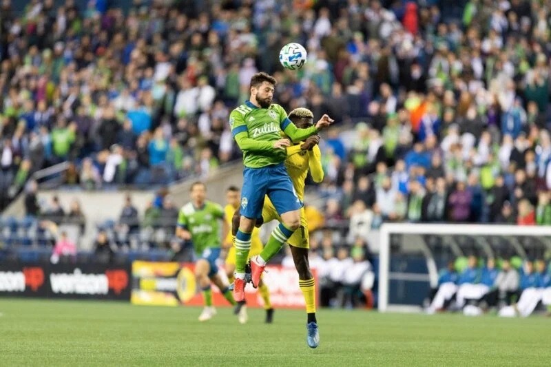 Despite concerns about the new coronavirus, more than 33,000 fans attended the Seattle Sounders soccer match on March 7, 2020, at CenturyLink Field. CREDIT: Lindsey Wasson / Sounder FC Communications
