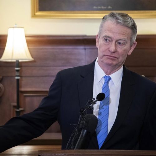 File photo. Gov. Brad Little speaks March 13, 2020 at a news conference. On Wednesday, April 15, he extended a stay-at-home order to the end of April, saying it’s needed to slow the spread of the coronavirus. CREDIT: Darin Oswald/Idaho Statesman via AP