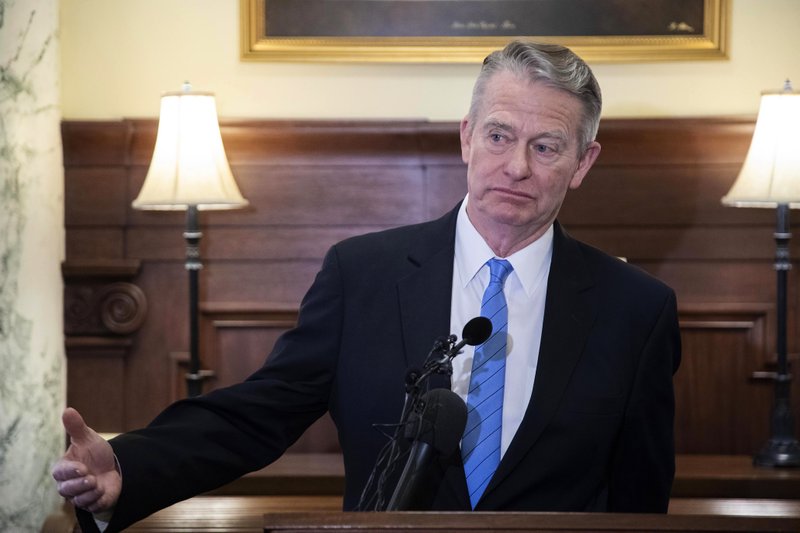 File photo. Gov. Brad Little speaks March 13, 2020 at a news conference. On Wednesday, April 15, he extended a stay-at-home order to the end of April, saying it’s needed to slow the spread of the coronavirus. CREDIT: Darin Oswald/Idaho Statesman via AP
