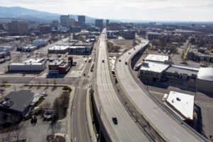 Traffic to and from downtown Boise, Idaho, has slowed to trickle