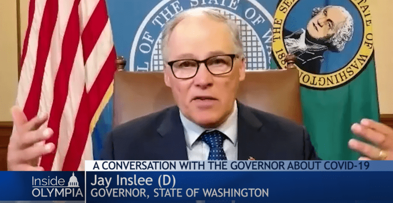 In an April 28, 2020, Washington Gov. Jay Inslee said residents should prepare for current social distancing restrictions to continue past May 4. CREDIT: Austin Jenkins/N3