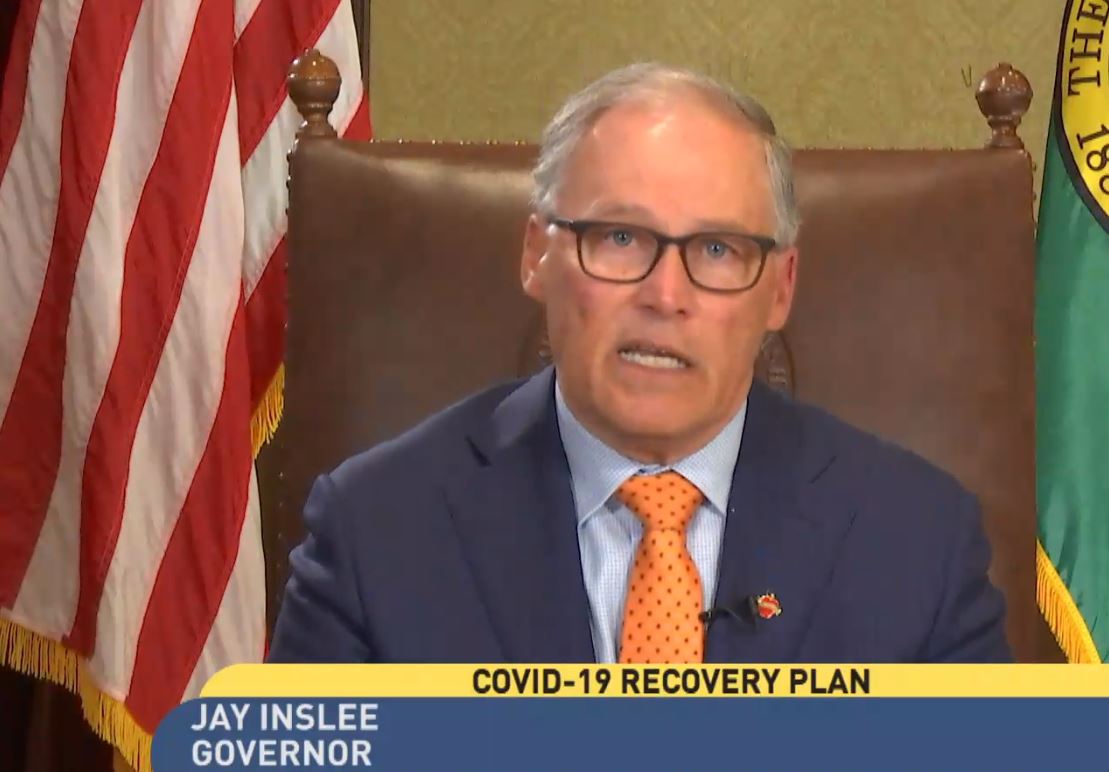 Washington Gov. Jay Inslee spoke Tuesday, April 21 to update on the state's coronavirus measures and recovery plan. CREDIT: TVW