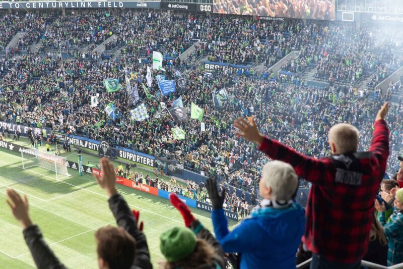 Thousands of fans cheer during the Sounders opening match on March 1, 2020. CREDIT: Lindsey Wasson/Sounders FC Communications
