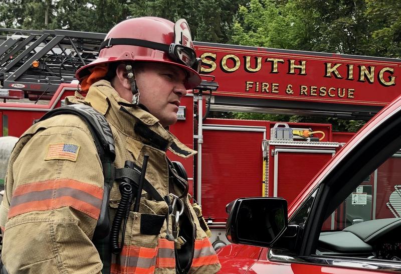 Fire Captain Shane Smith is recovering from a serious brush with COVID-19. He is mystified about where he contracted the virus. CREDIT: Brad Chaney/South King Fire & Rescue - 2019