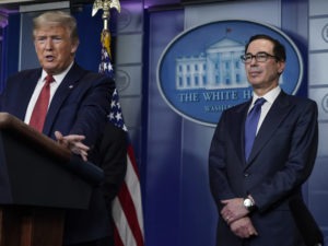 Treasury Secretary Steven Mnuchin previously estimated that payments to qualifying Americans would go out by mid-April. CREDIT: Drew Angerer/Getty Images