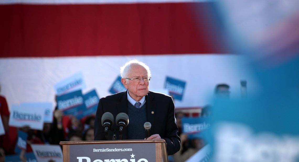 Bernie Sanders speaks at a campaign rally in Chicago on March 7. Scott Olson/Getty Images