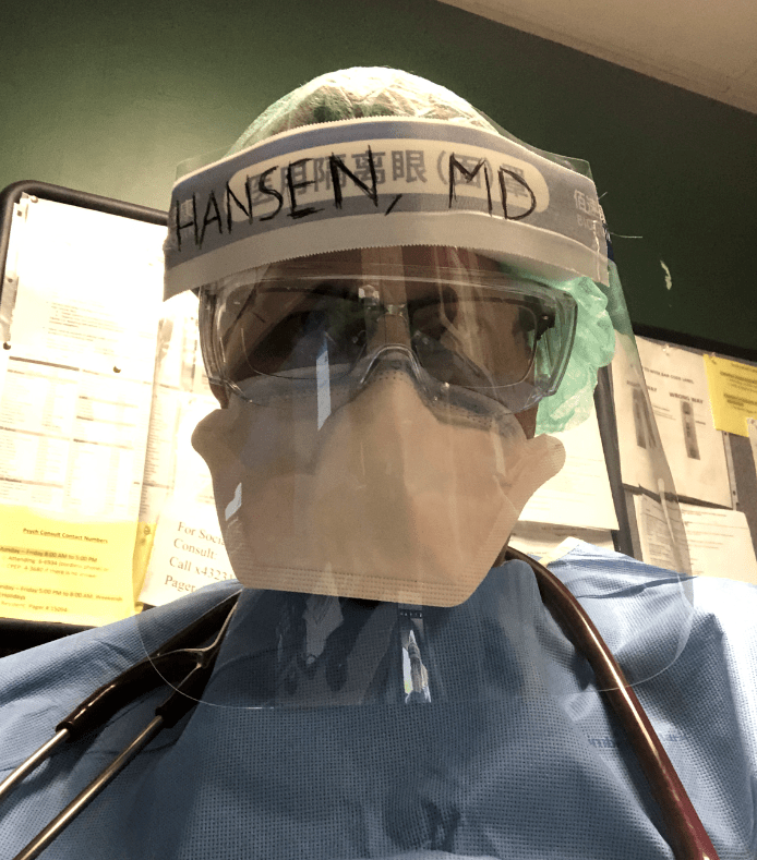 Dr. Luke Hansen of Olympia volunteered to work at Elmhurst Hospital in Queens, New York during the height of the COVID-19 outbreak. Now he's sharing lessons learned with his fellow physicians in Washington. CREDIT: Dr. Luke Hansen